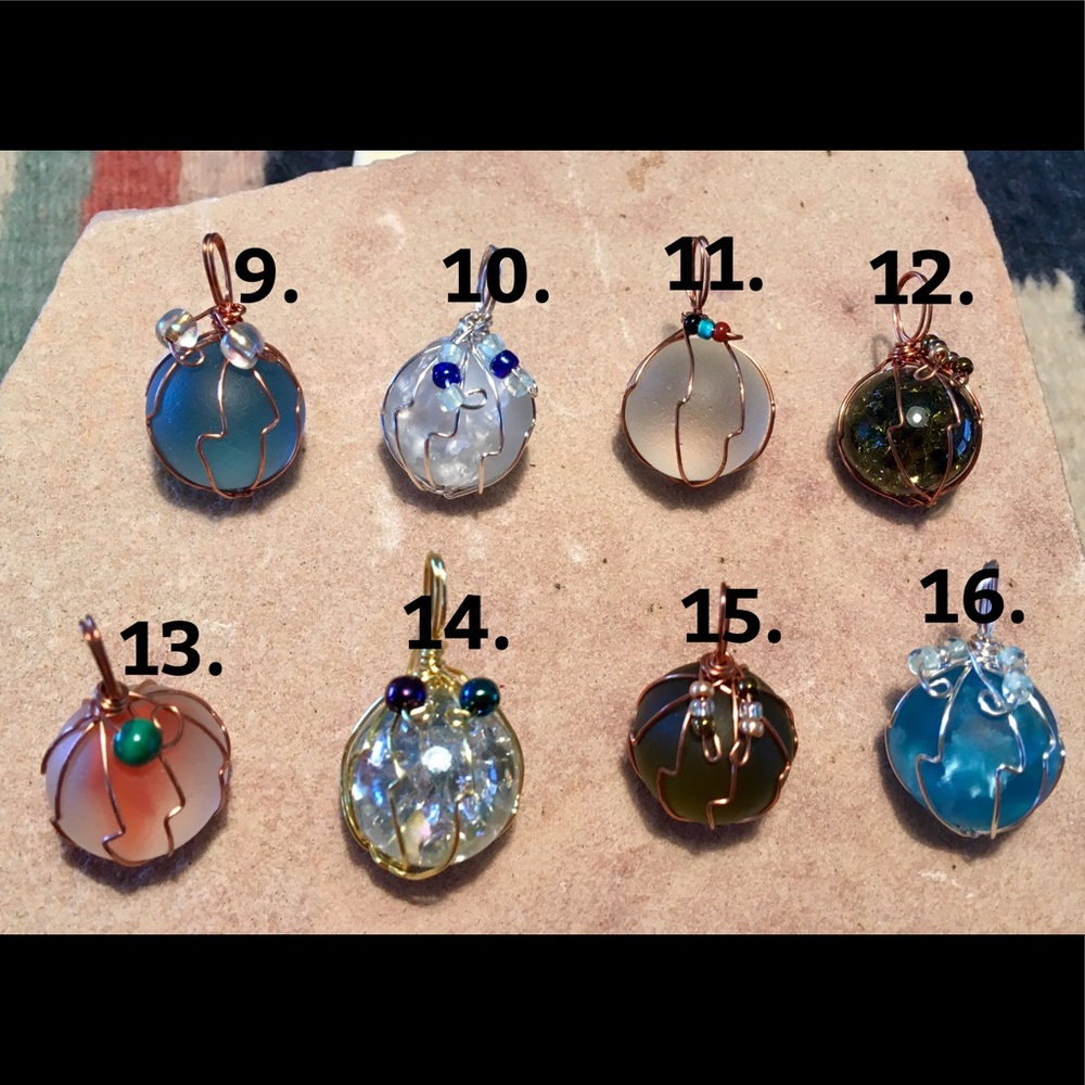 HAND CRAFTED Marble Necklace Wire Wrapped Colorful - Picture 2 of 5